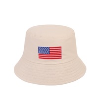 Chapeau Bob en Coton Haut de Gamme Brodé Drapeau Américain Étoiles et Rayures, Design Original et Élégant pour l'Extérieur, Vente en Gros