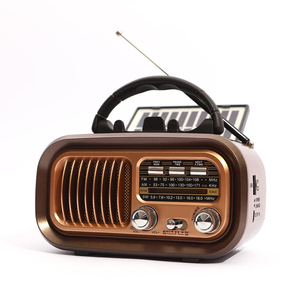 Radio Retro con Bluetooth, FM/AM, Energía Solar, Altavoz, Batería de 1200mAh, 1W de Potencia, Color Marrón, Portátil, Carga Solar - Product Image 1