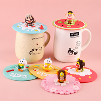 Couvre-tasse en silicone personnalisé, style coréen mignon, avec figurine de dessin animé 3D, couvercle universel hermétique pour tasses à café en céramique