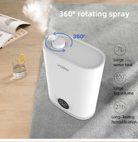 Humidificateur d'air intelligent grande capacité 7L, vente en gros du fabricant, humidificateur ultrasonique à brume froide et chaude pour la maison