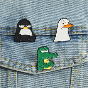 Spille in Smalto con Animali Arroganti e <span class=keywords><strong>Impazienti</strong></span>, Espressioni Divertenti, Gabbiano e Coccodrillo Semoventi, Vendita all'Ingrosso - Product Image 1