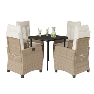 Set da pranzo da giardino in rattan beige, 5 pezzi, mobili da esterno resistenti alle intemperie per patio o giardino - Product Image 1