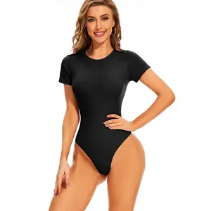 Best Selling Swimwear Round Collar Close-Fitting Short Sleeve Thong Plus Size For Women High Waist Shapewear