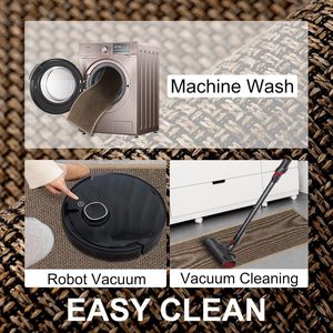 Tapete de Cocina Rectangular Antideslizante, Absorbente de Aceite, Lavable, con Diseño de Cuadrícula Marrón y Base de Goma - Product Image 2