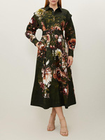 Robe d'été vintage style campagnard simple et naturelle, nouveau modèle 2026, col chemise, manches longues, boutonnée, taille cintrée, pour femme