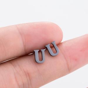 Boucles <span class=keywords><strong>d</strong></span>'oreilles tendance <span class=keywords><strong>et</strong></span> simples en acier inoxydable avec 26 pierres, initiales 'A-Z', plaquées or, pour femmes, pour les soirées - Product Image 6