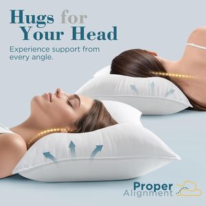 Lot de <span class=keywords><strong>2</strong></span> oreillers de lit queen size de qualité hôtelière de luxe Alternative douce <span class=keywords><strong>pour</strong></span> les dormeurs à dos latéral Soutien du cou confortable - Product Image 3