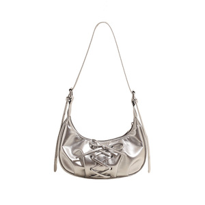 2025 Summer New Style Female Crossbody Bag Popular Bow Dumpling <b>Design</b> Zip Closure Single Shoulder Underarm Polyester PU Lining - Product Image 2