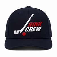 Casquette Snapback en gros avec broderie de bâton de hockey, emballage de détail pour les acheteurs de sports d'hiver avec logo personnalisé