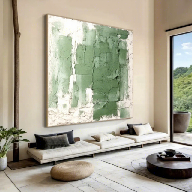 Hand-painted Oil Painting Canvas Modern Square Framed Living Room Dining Room Sofa Background Luxury Wall Art