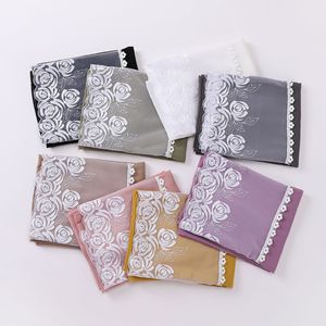 Customizable Solid Color <strong>New</strong> <strong>Style</strong> Rose Design Lace High Quality Chiffon Muslim Long <strong>Hijab</strong> - Product Image 4