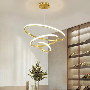 Lámpara Colgante LED de Aluminio <span class=keywords><strong>Heny</strong></span>, Estilo Minimalista y Lujoso para Dormitorio, Arte Moderno Personalizado, en Blanco/Dorado/Negro - Product Image 1