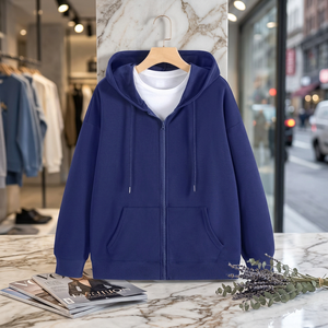 260g Anti-Wrinkle Zip Up Hoodie <b>Men</b> Raglan Sleeve Soft Travel Sweatshirt OEM Custom Logo - Product Image 1