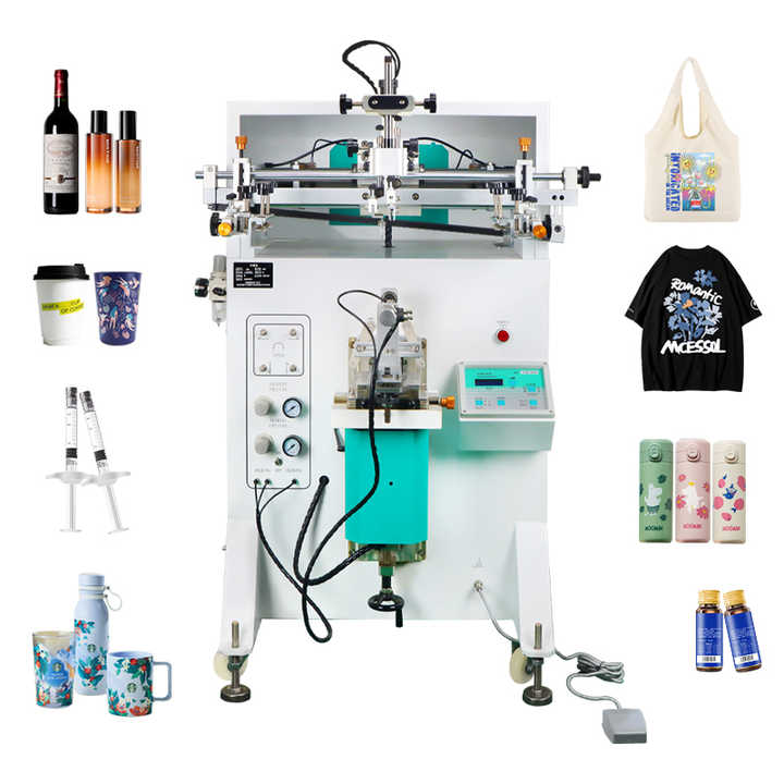 DELIOU Semi-Auto Automatic Conical Silk Screen Printer Curved Screen ...