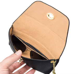 Étui à lunettes en cuir véritable, trousse à crayons tendance avec fermeture à pression, porte-monnaie portable pour femmes - Product Image 4