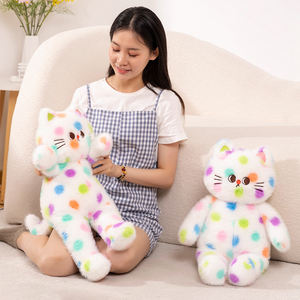 Divertido Emoticon Polka Dot gato blanco peluche 60cm lindo Rosa negro Polka Dot gato felpa almohada - Product Image 5