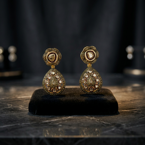 Luxury 18K Gold Plating Teardrop <b>Earrings</b> with Diamonds Cute Geometric Design Meenakari & Kundan for Wedding Party or Gift - Product Image 3