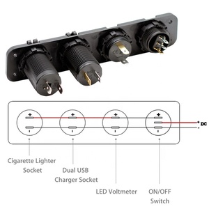 4 trong 1 USB Ổ cắm sạc Bảng điều khiển, 12V 4.2A kép USB sạc Ổ cắm + LED Vôn kế + Thuốc lá nhẹ hơn ổ cắm điện ổ cắm + ON-OFF - Product Image 3