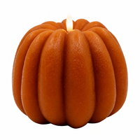 Bougie LED sans flamme à piles en cire de paraffine 3D en forme de citrouille pour la décoration de la maison à Halloween et Noël