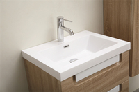 Meuble-lavabo mural moderne en MDF de qualité hôtelière avec vasque en céramique, robinet et système de drainage inclus