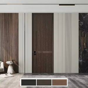 Chapa de madera de piel moderna Diseños personalizados <span class=keywords><strong>Puertas</strong></span> correderas interiores de madera de núcleo sólido precolgadas impermeables con marco - Product Image 3