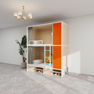 Nouveau lit mezzanine pour étudiants, lit superposé en bois de conception élégante avec des caractéristiques de type hôtel pour appartements, bureaux à domicile, auberges ou hôtels - Product Image 2