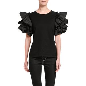 Venta al por mayor de encargo de las mujeres blusa Top Tee Jersey popelina Puff-Manga camisetas - Product Image 1