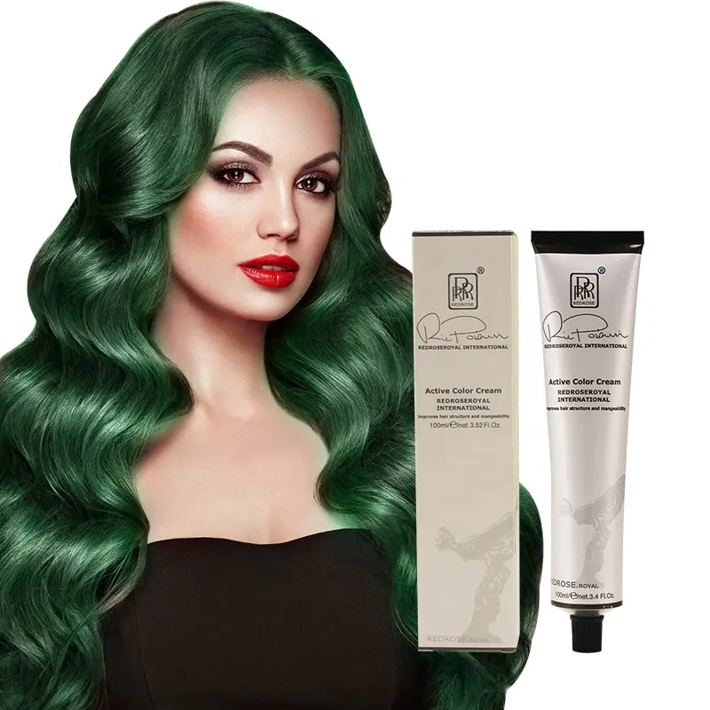 Usine OEM Sans Ammoniac Vert Foncé Teinture pour les Cheveux Crème 100% Couverture Grise Pour Salon Professionnel Coloration Permanente Teinture