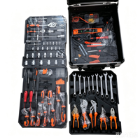 Kit complet d'outils de réparation automobile 187 pièces, jeu de clés à douille à cliquet en acier au chrome-vanadium avec boîtier en aluminium pour mécanicien