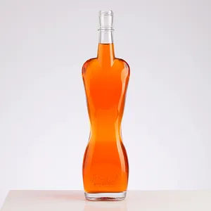 Custom New Design 500ml 50cl Woman Body Shape Glass Whisky Spirits Rum Bottle With Tamper Evident Cap