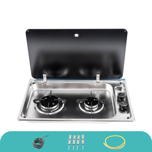 Bếp <span class=keywords><strong>gas</strong></span> JDA chất lượng cao bằng thép không gỉ 304, 2 bếp, có nắp đậy, dùng cho xe RV, nhà di động, thuyền, xe cắm trại, nhà lưu động - Product Image 2