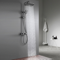 Robinet de douche à effet pluie en laiton contemporain de luxe, mitigeur d'eau chaude et froide, jet doux, ensemble de pommeau de douche mural pour salle de bain