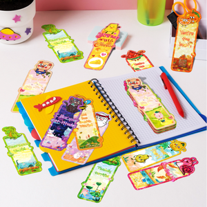 20 Pieces/set Paper Bookmarks Label Waterproof and Tear Resistant with 10 Different Cartoon Designs for School and Promotion