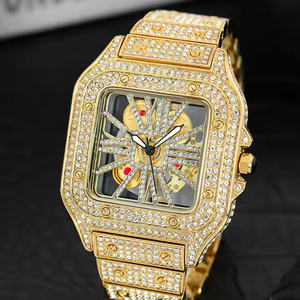 Montre carrée de luxe pour homme avec diamants en moissanite, mouvement mécanique et à quartz, boîtier en alliage - Product Image 5
