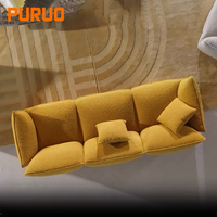 Canapé modulaire PURUO en tissu tufté gris clair beige et cuir PU, avec pieds en métal, design moderne, pour salon de villa de luxe