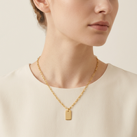 Collier miniature en métal doré personnalisé, chaîne à maillons ovales, pendentif, bijoux pour femmes