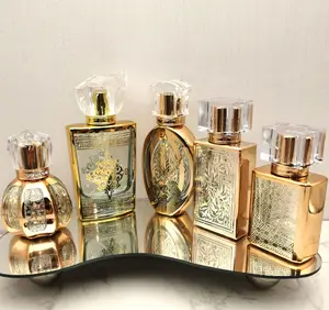 Golden Perfume OEM-botella de vidrio vacía ODM, atomizador de espray de Perfume
