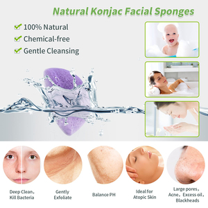 Éponges nettoyantes pour le visage en konjac bio, emballage personnalisé avec logo, éponge konjac naturelle douce pour le lavage du visage et du corps, démaquillant - Product Image 3