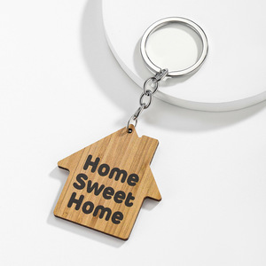 2025 Wood Key Chain Custom Laser Engraved Silkscreen Logo Souvenir Promotion Gift Blank Wood Keychain