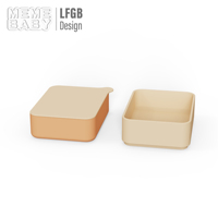 Boîte à lunch rectangulaire pour enfants en silicone de qualité alimentaire certifiée LFGB sans BPA avec couvercles en silicone, boîte à lunch crème
