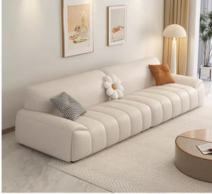 Último diseño barato moderno pequeño salón crema estilo recto cuero genuino Color crema diseño elegante sofá francés - Product Image 2