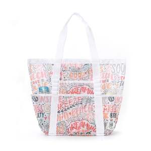 Sac de shopping réutilisable imperméable à motif mignon personnalisé en gros, sac de voyage en maille de nylon, sac de plage pour femmes, sac de week-end - Product Image 3