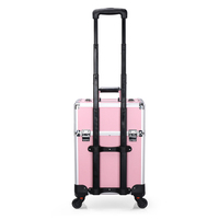 Boîte de rangement portable en aluminium pour cosmétiques, beauté, coiffure, maquillage, valise à roulettes pour cosmétiques