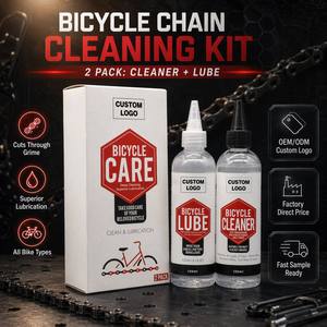 Kit de nettoyage et lubrifiant pour chaîne de vélo 120 ml, parfum citron, dégraissant, détachant, kit de nettoyage de transmission de vélo, logo personnalisé OEM - Product Image 1