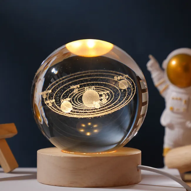 3D Galactic Solar System Ambient Unique Crystal Ball Light Base Led Night Light