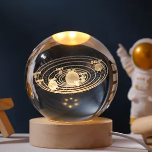 3D Галактическая солнечная система, окружающий уникальный хрустальный шар, светодиодная Ночная лампа