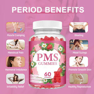 Gummies pour femmes PMS, soutien quotidien au bien-être, <span class=keywords><strong>confort</strong></span> menstruel, huile d'onagre, extrait de gattilier, saveur de lavande, complément alimentaire - Product Image 2