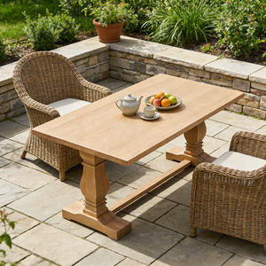 Table de banquet rectangulaire rustique en bois massif de style français pour événements en plein air, <span class=keywords><strong>location</strong></span> de mariage, dîner, ferme - Product Image 5