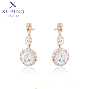 X000682560 Gioielli Xuping Eleganti Orecchini a Perno Vintage per Donna, Forma Rotonda Speciale, Brillanti, Semplici, Placcati in <span class=keywords><strong>Oro</strong></span> 18K - Product Image 1