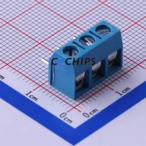 KF301R-5.0-3P <b>Screw</b> Terminal <b>Block</b> Bent Lead Through Hole,P=5mm Connector ( Construction: 1x3P )( Pitch: 5mm )( Color: Blue ) - Product Image 1